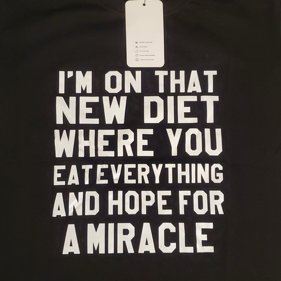 NWT! Happy Berry Black New Diet Funny Quote Tee L - Picture 6 of 9